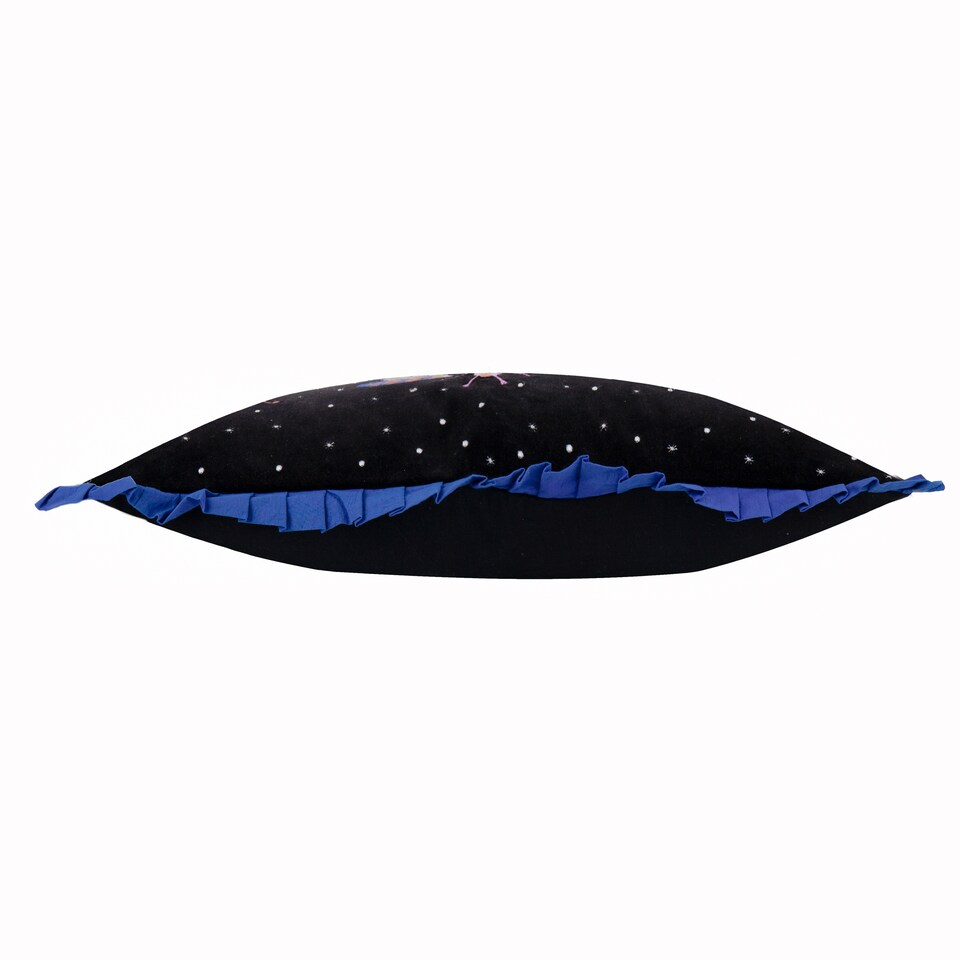 image 1 of Wylder Darkling Beetles Embroidered Velvet Cushion, Cobalt/Black, 30 x 65cm