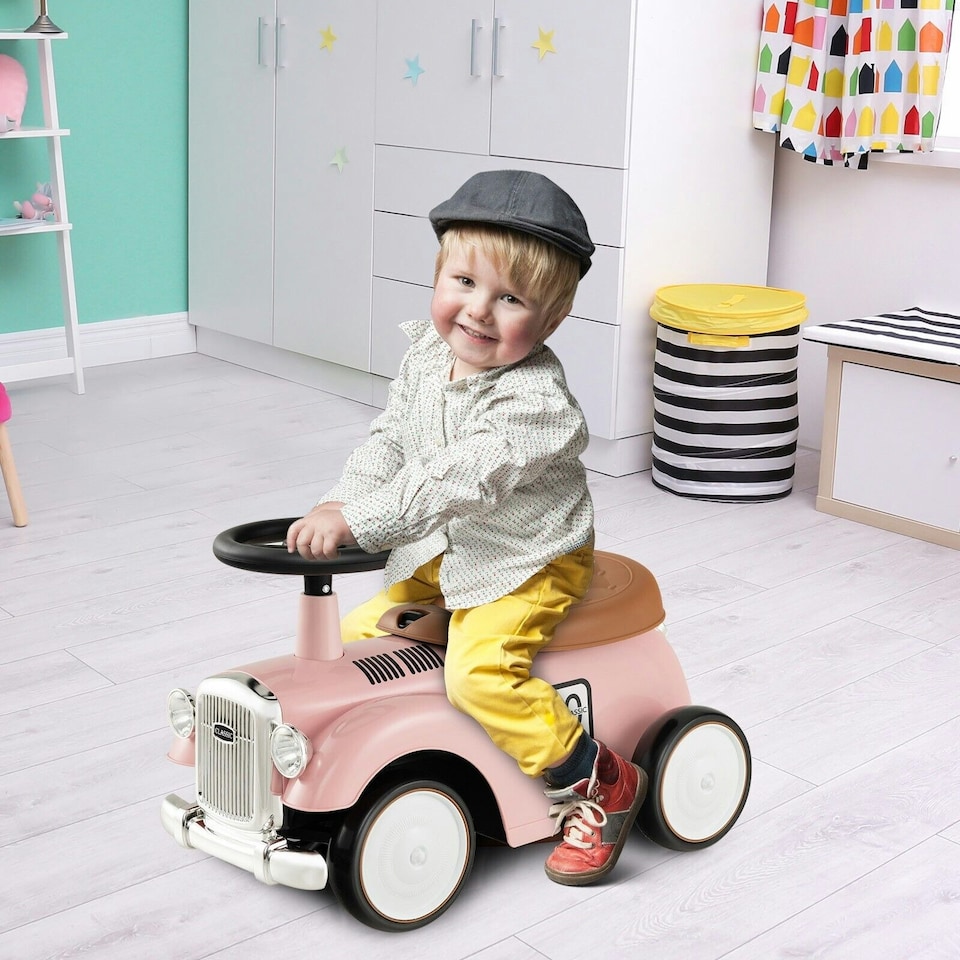 image 1 of COSTWAY Kids Ride on Push Car Toddler Sliding Car Pink