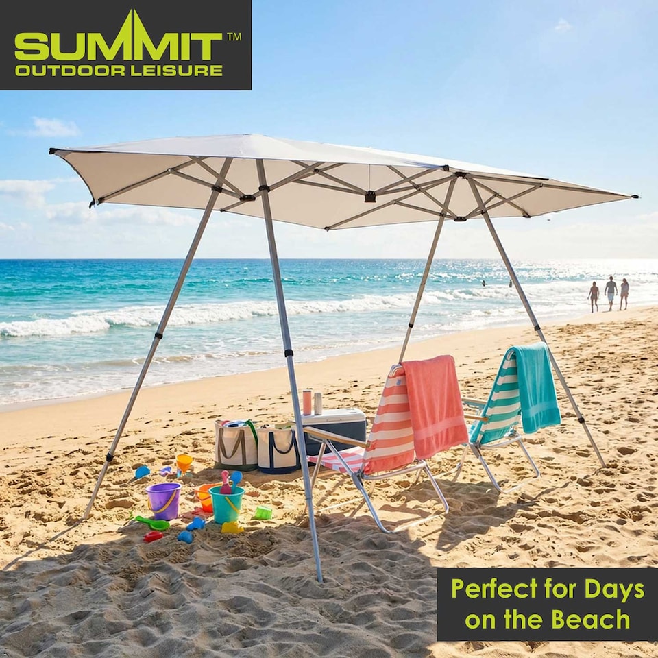 image 1 of vfm-estore Sun Shade - 4-8 Person - Cooling Fabric - 4-Position Adjustable - White