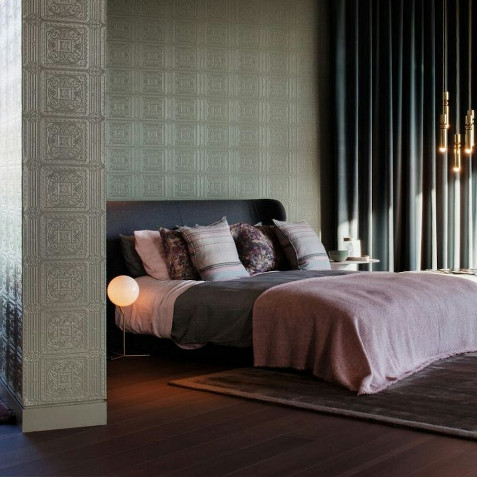 image 1 of Anaglypta Turner Tile Vinyl Textured Wallpaper - White - 10m x 53cm White