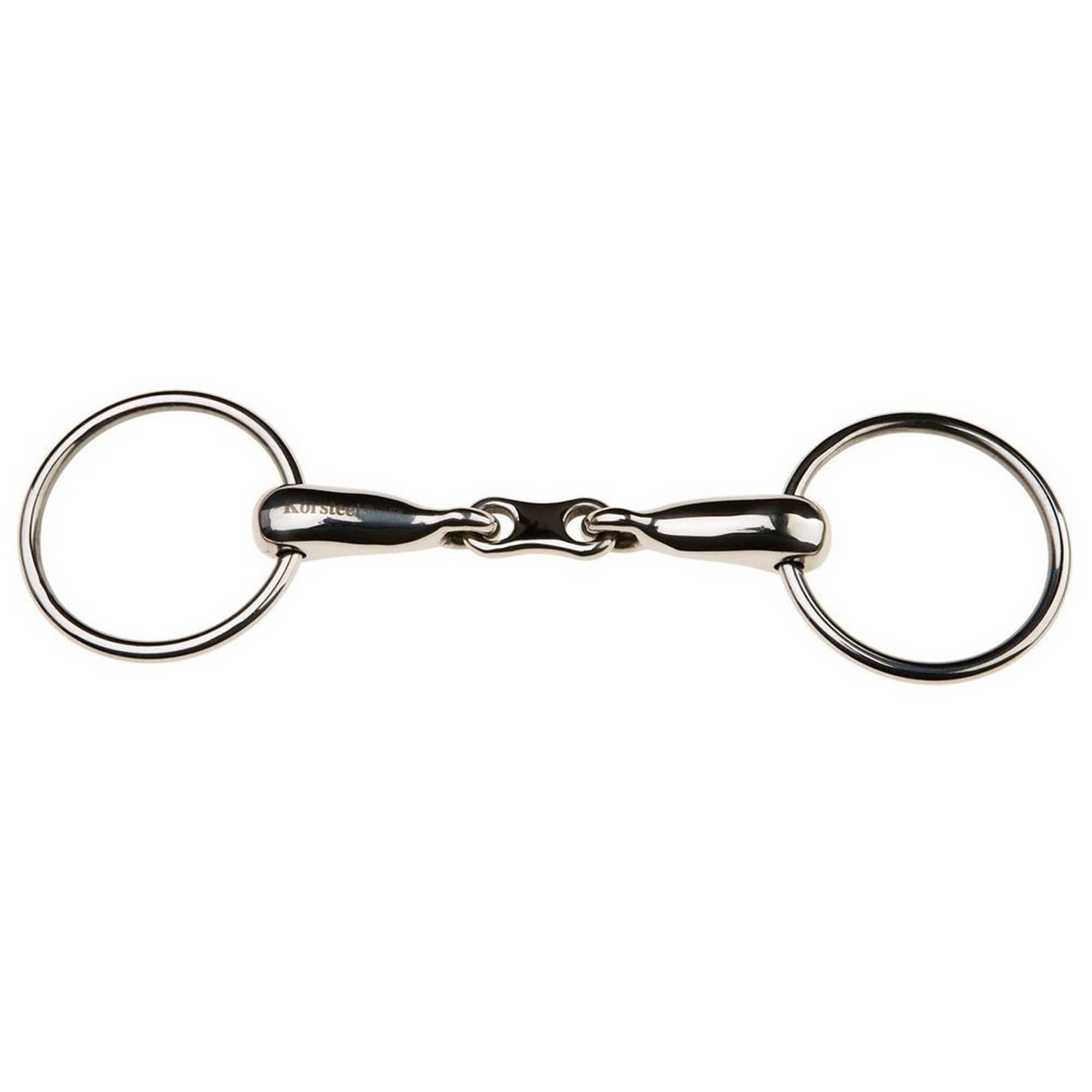 Korsteel Stainless Steel Hollow Mouth French Link Loose Ring Snaffle Bit Silver Silver 5 inches 1