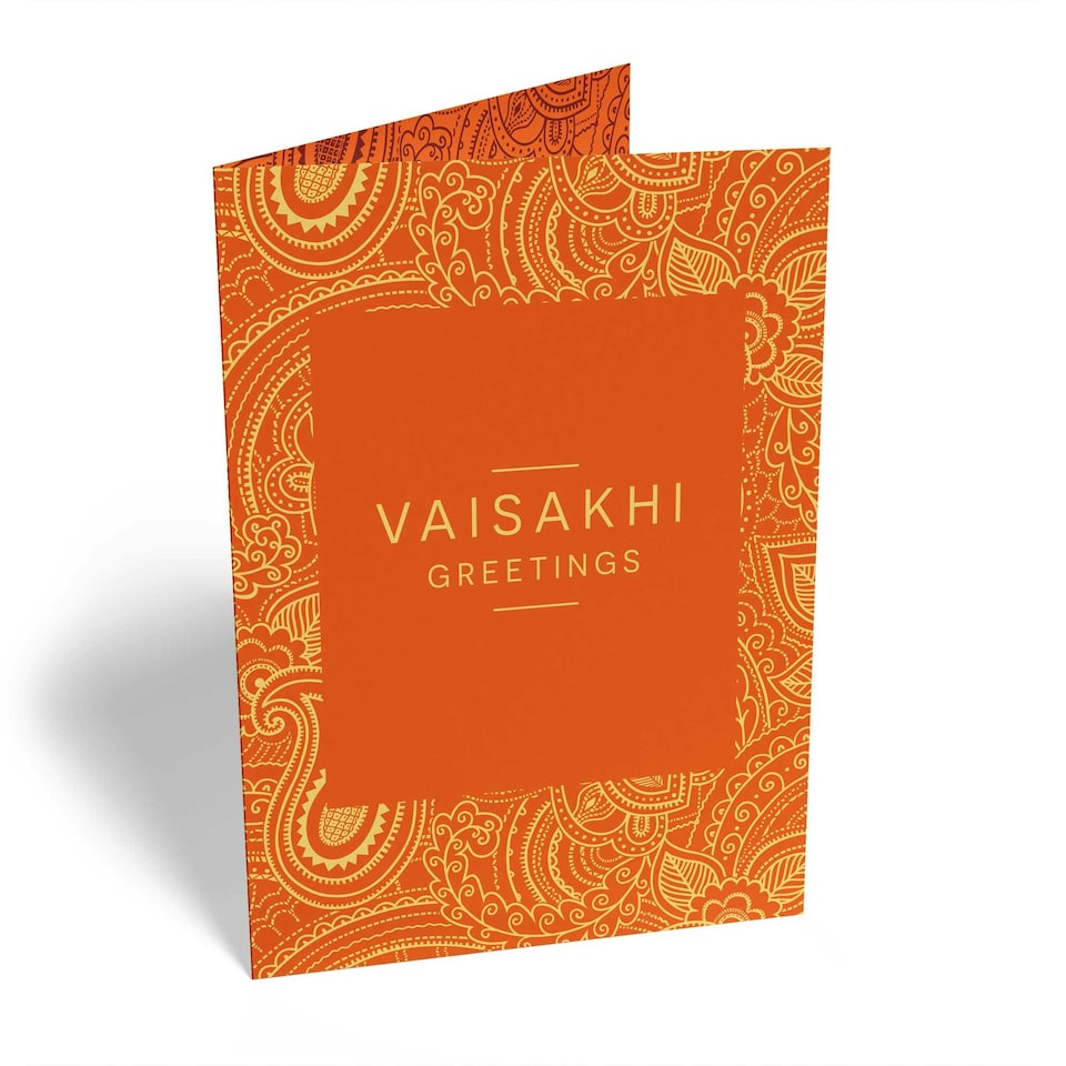 image 1 of Vaisakhi Classic Orange Sikh New Year Greeting Card