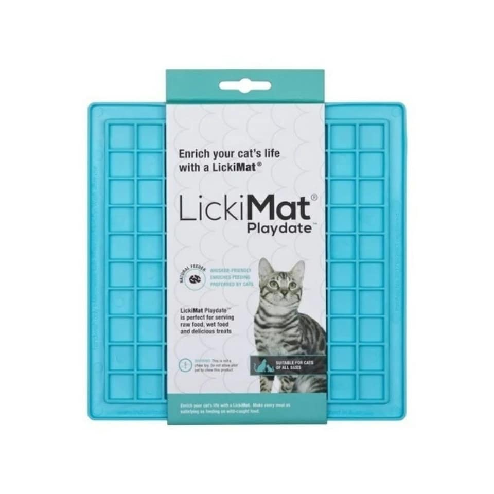 image 1 of Lickimat Playdate Treat Interactive Mat Boredom Buster - Cat Turquiose