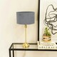 image 3 of ValueLights Maggie Gold Metal Candlestick Slim Table Lamp with Grey Velvet Drum Lamp Shade