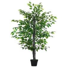 Outsunny 145cm Artificial Banyan Plant Faux Decor Tree w/ Pot Indoor