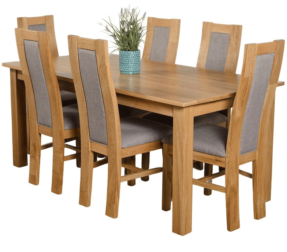 image 1 of Oslo 180 x 90 cm Large Oak Dining Table and 6 Stanford Chairs | Brown | Brown