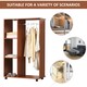 image 7 of HOMCOM Open Wardrobe on Wheels, Bedroom Wardrobe with Clothes Hanging Rail, 3 Storage Shelves, Mobile Garment Rack for Cloakroom, Hallway, Walnut