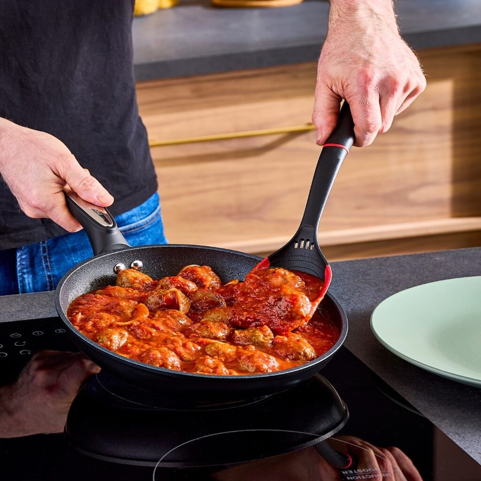 image 1 of Morphy Richards 24cm Forged Aluminium Ceramic Frying Pan - Black
