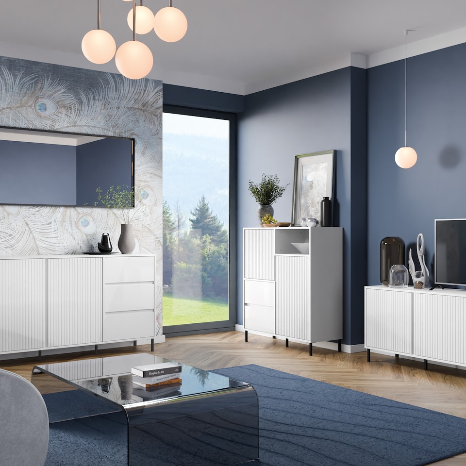 image 1 of Avenale Sideboard 2 Door 2 Drawer in Alpine White High Gloss