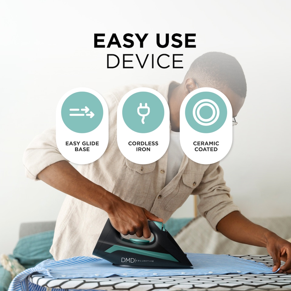 image 1 of DMD Cordless Steam Iron with Ceramic Soleplate 2800W