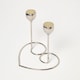 image 2 of Homescapes Dual Brass Heart Dinner Candle Holder – Polished Silver