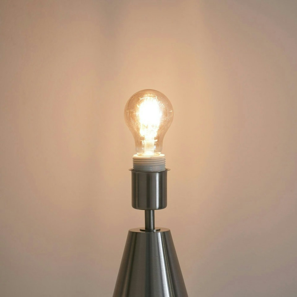 image 1 of ValueLights Jax Silver Metal Touch Dimmer Table Lamp with Cream Boucle Shade