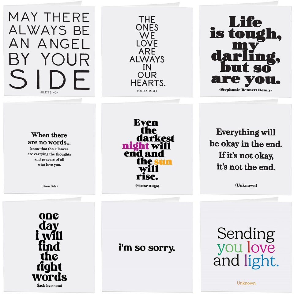 image 1 of Quotable Sympathy Greetings Cards 9 Multipack Assorted