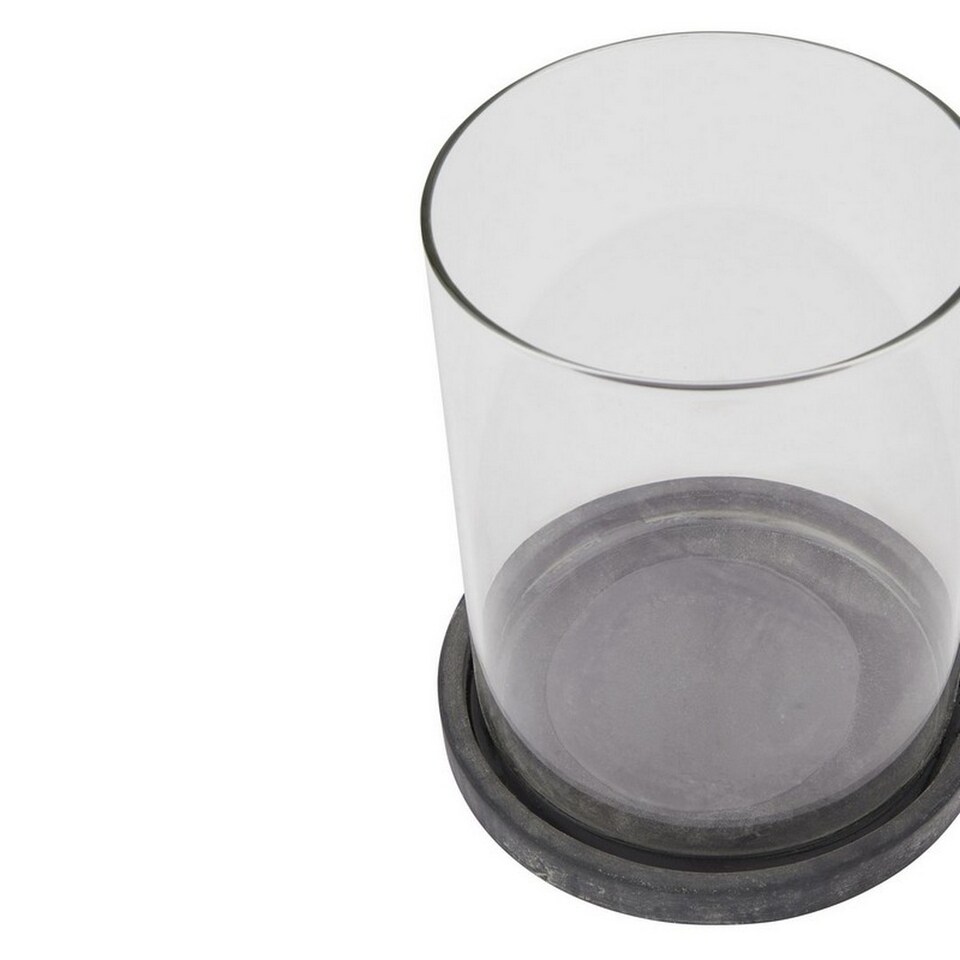 image 1 of Amalfi Large Hurricane Lantern - Ceramic - L18 x W18 x H21 cm - Grey