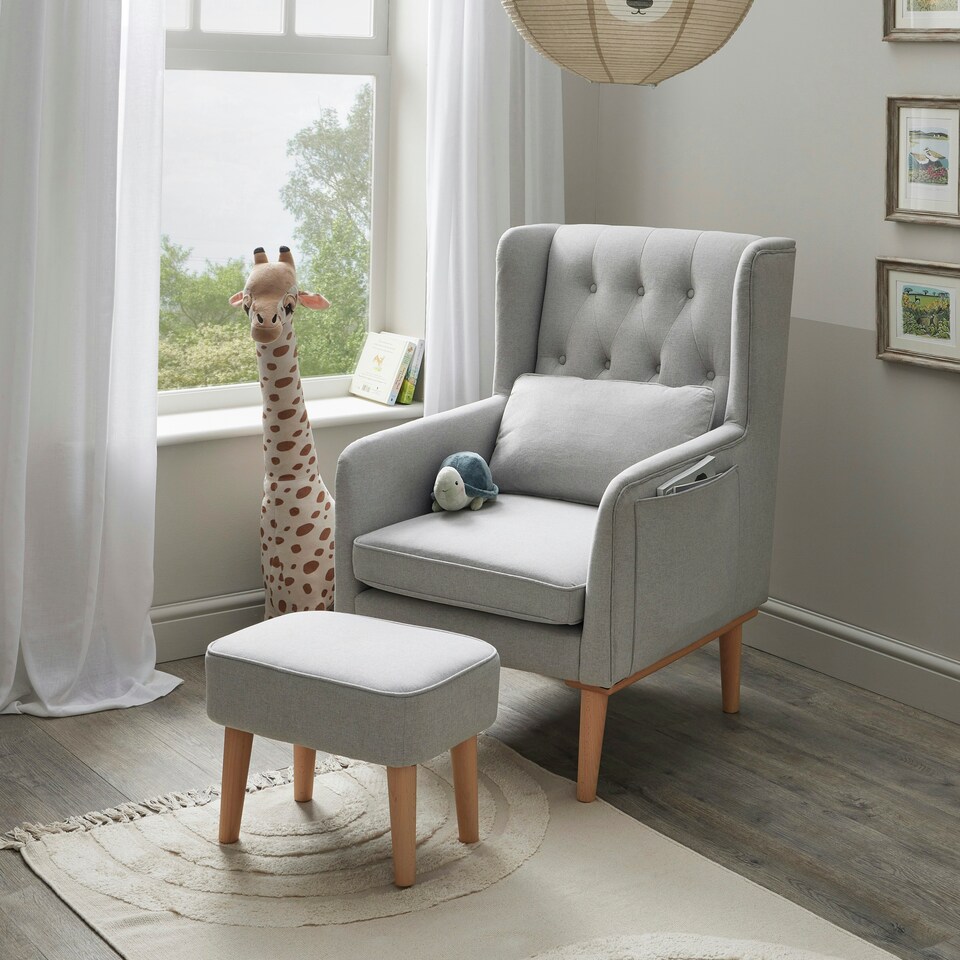 image 1 of Babymore Lux Nursing Chair with Stool - Grey Grey