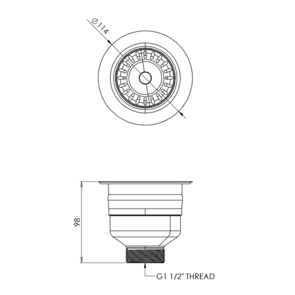 image 1 of Balterley Round Kitchen Sink Strainer Waste without Overflow, Top Fix Installation | Black | Matt Black