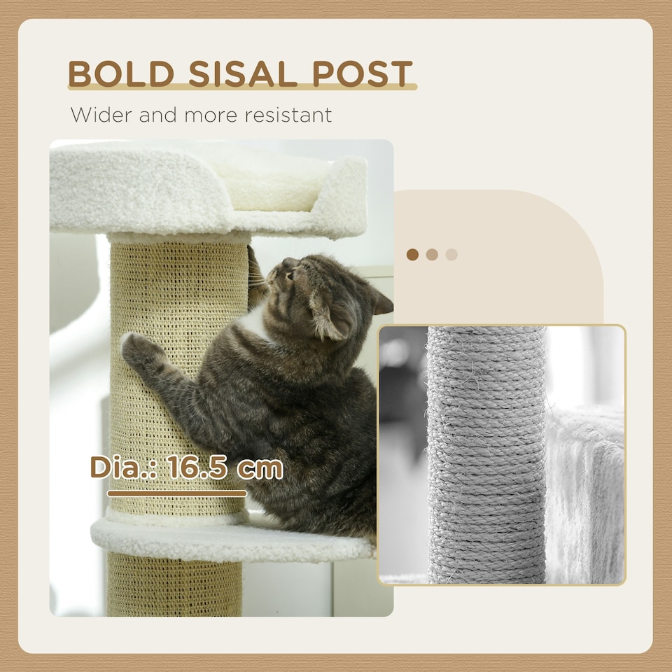 image 1 of PawHut 91cm Scratching Posts Cat Tree Activity Centre for Indoor Cats Cream
