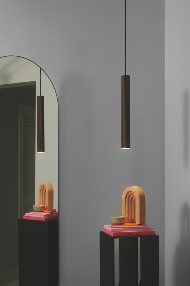 image 1 of Nordlux Vico Indoor Pendant Light Brown Metal GU10 Ribbed - Mains Powered, IP20