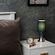 image 1 of ValueLights Modern Chrome Trumpet Touch Table Lamp With Turquoise Teal Fabric Shade | Blue