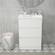 image 7 of kleankin 600mm Bathroom Vanity Unit w/ 1 Tap Hole Basin Drawers Gloss White White | High gloss