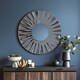 image 1 of Interiors by Premier Round Grey Wall Mirror, Modern Radial Design Decorative Wall Mirror, Grey Mirrored Sunburst Frame, Mirror Grey