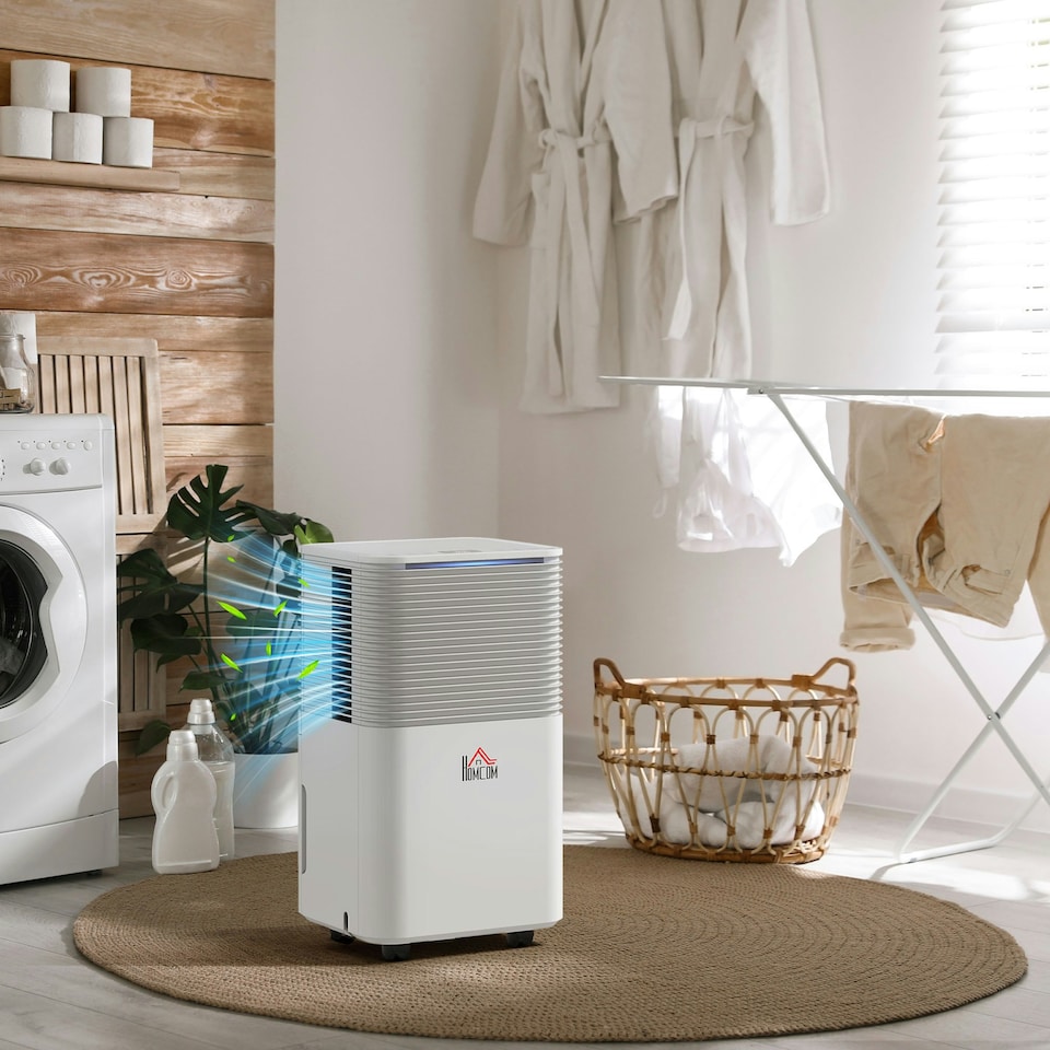 image 1 of HOMCOM 10L/Day Portable Quiet Dehumidifier for Home, Electric Air De-Humidifier