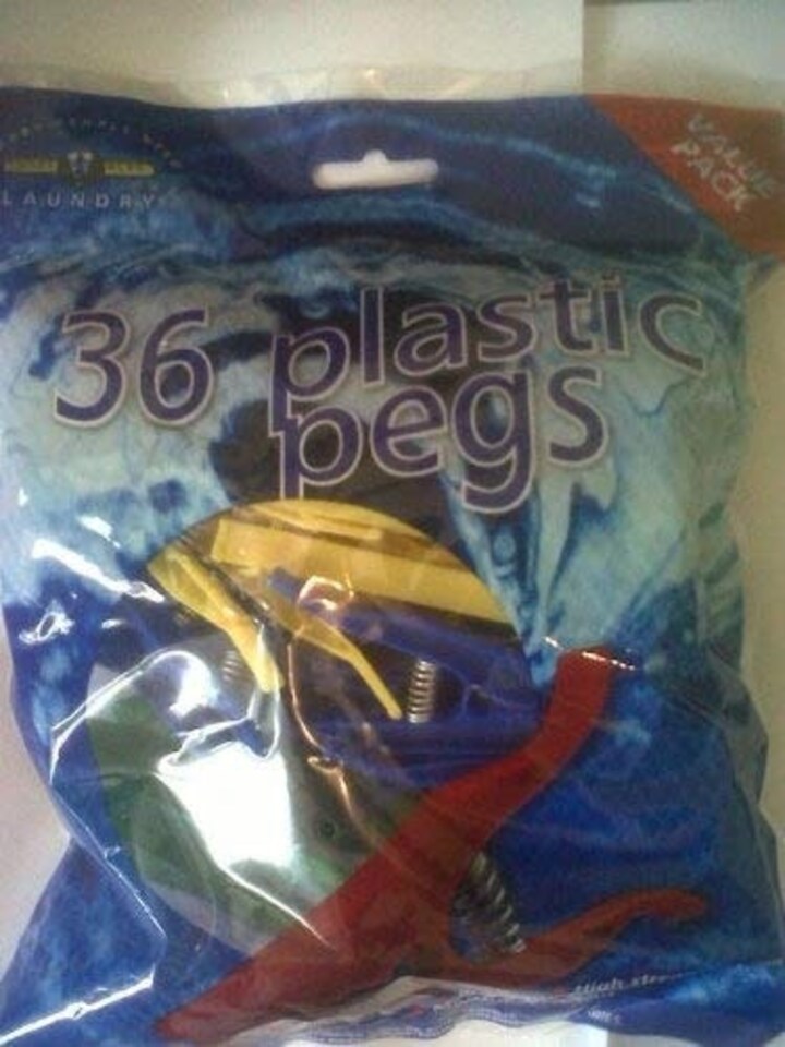 image 1 of 36 Plastic Assorted Coloured Cloths Laundry Pegs