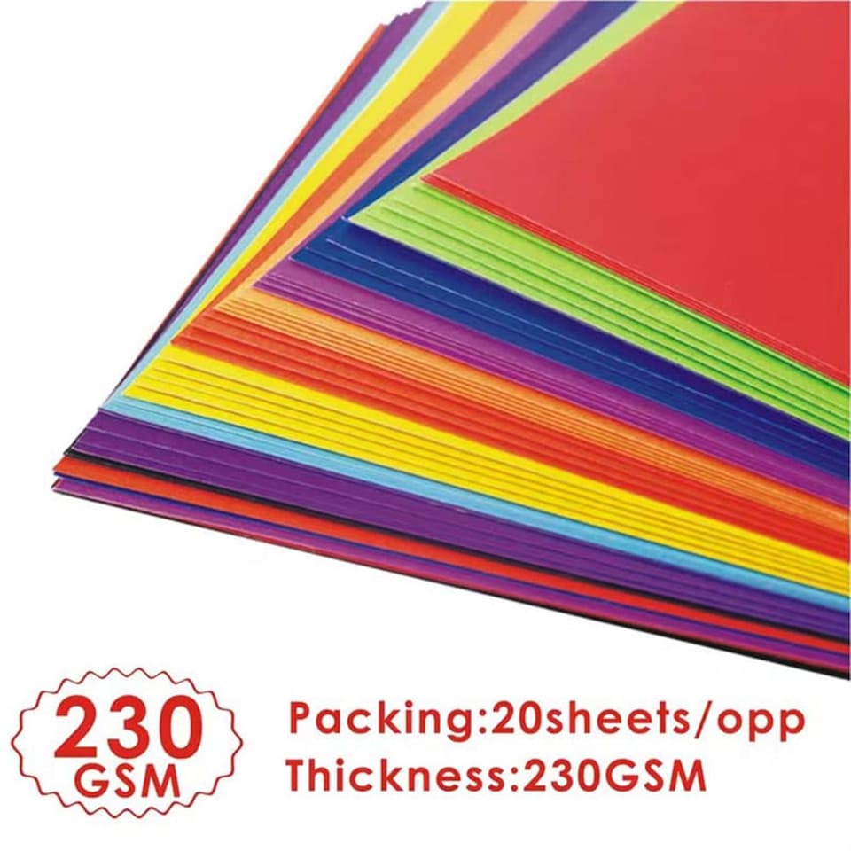 image 1 of Pack of 20 A2 Bristol Board Colored Craft Papers 230gsm