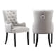 image 7 of Set of 2 Velvet Dining Chairs with Armrest, Ergonomic Scoop Knockerback & Button Tufted Wood Legs | Grey | Dark Grey