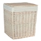 image 1 of Small Square White Wash Wicker Laundry Basket | White | White