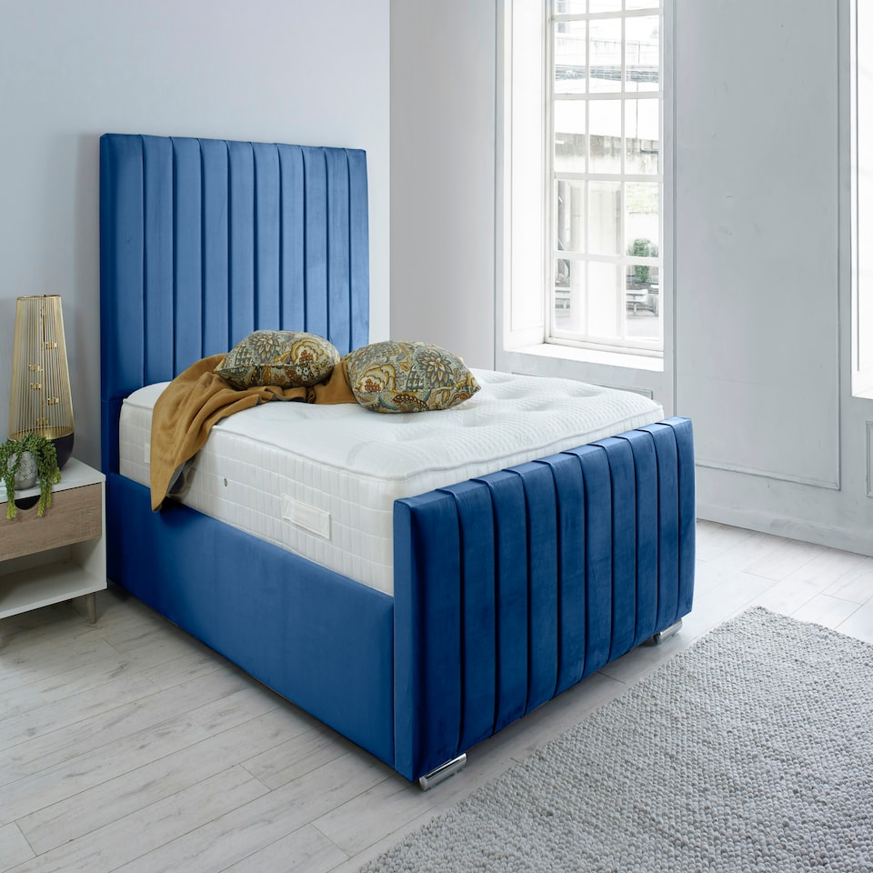 Sancia Plush Superking Bed Frame - Blue