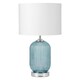 image 2 of First Choice Lighting Set of 2 Turquoise Ribbed Glass Lamps with White Shades Chrome | White