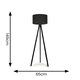image 6 of ValueLights Barbro Black Tripod Floor Lamp Charcoal Shade Grey