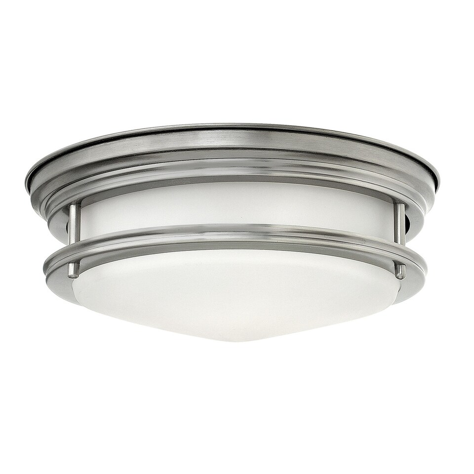image 1 of Hinkley Hadrian 2 Light Flush Mount Antique Nickel with Opal Glass IP44