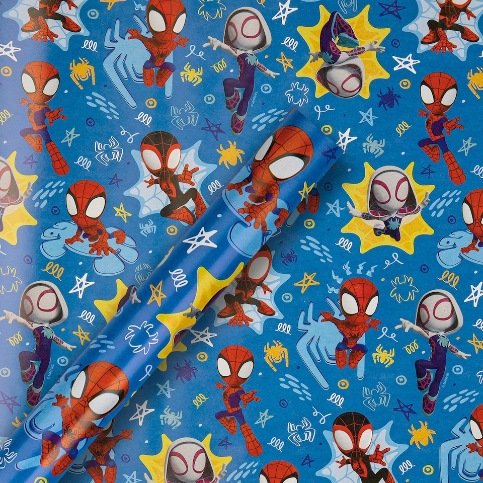 image 1 of Hallmark 6M Wrapping Paper - 3 X 2M Rolls - Marvel Spidey And Friends Design