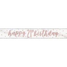 Rose Gold Glitz Happy 21st Birthday Holographic Foil Banner 274cm