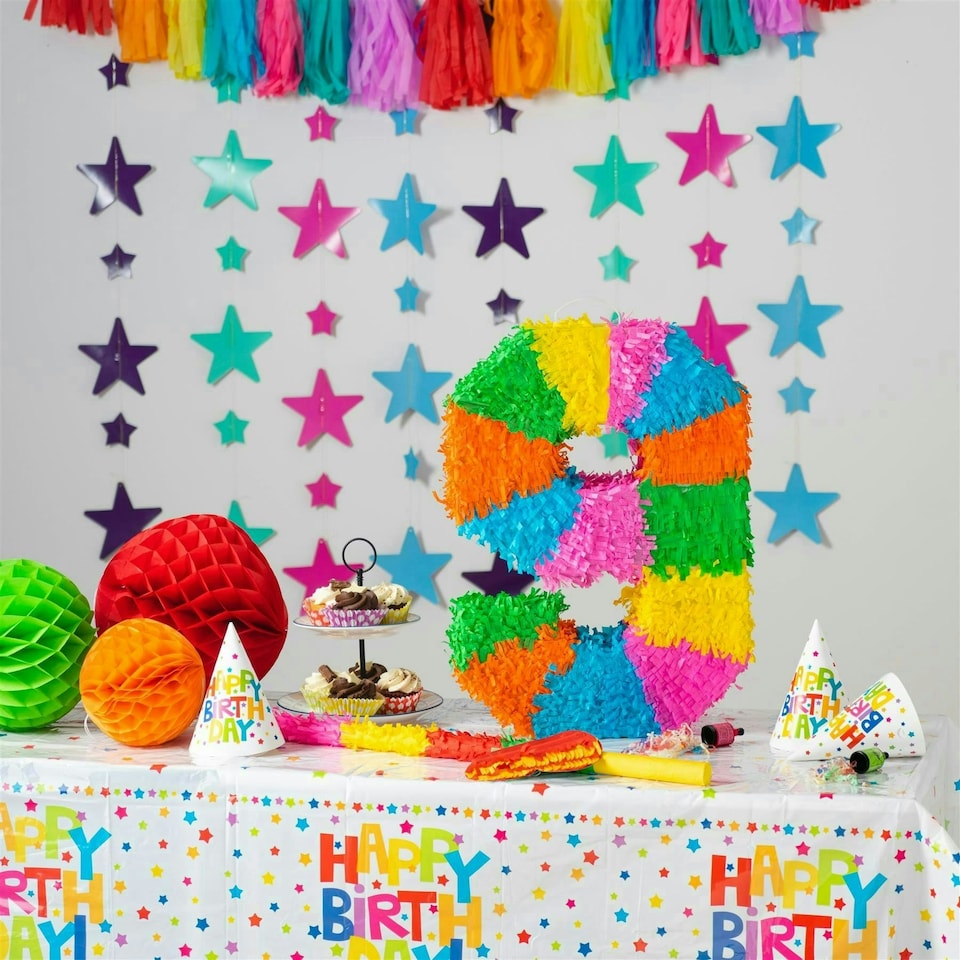image 1 of Fax Potato Number 9 Pinata Set with Stick & Blindfold - Blue Stick