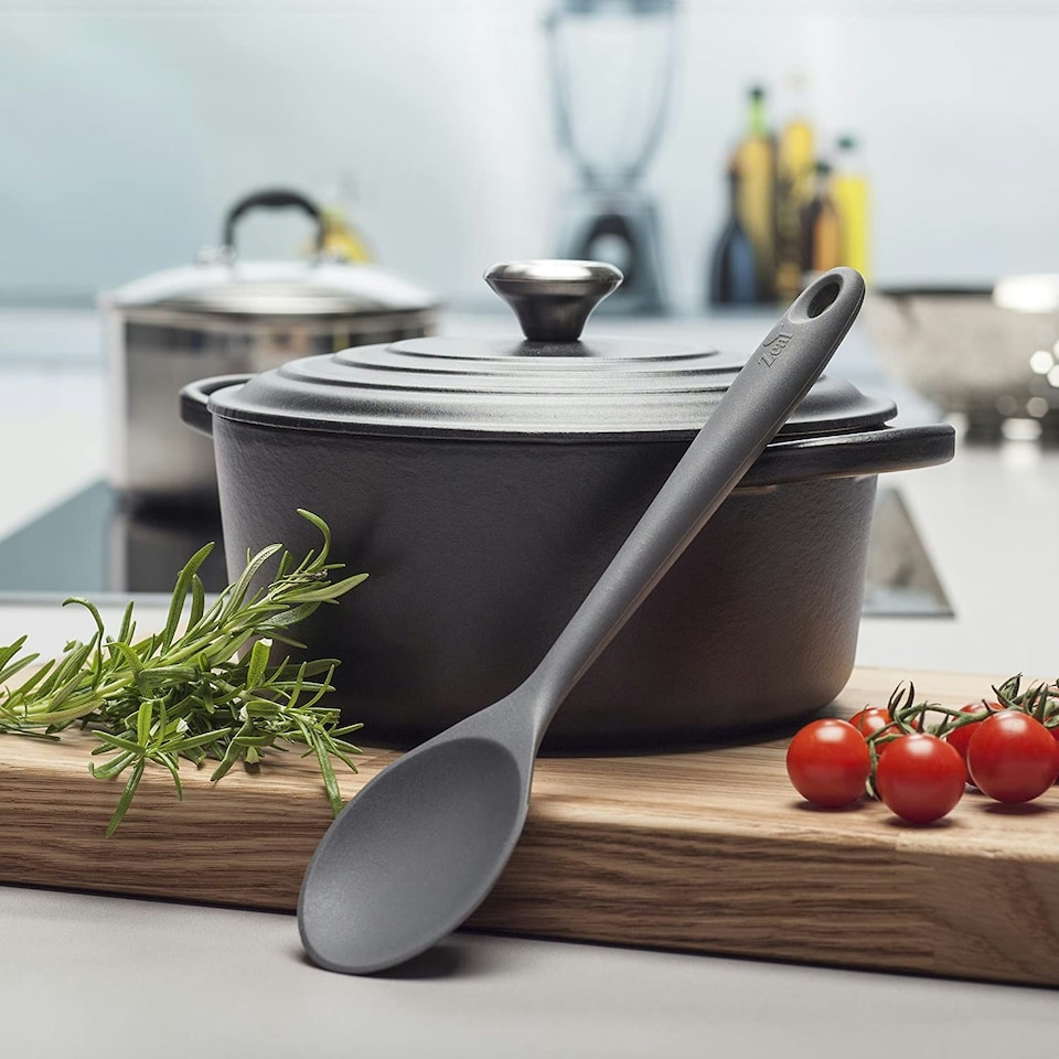 image 1 of Zeal Silicone Cooking Spoon, 28cm, Dark Grey