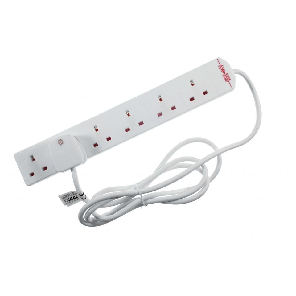 Eurosonic Extension Lead 6 Gang (UK Plug) | White | White | 1