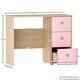 image 3 of Junior Vida Neptune 3 Drawer Desk Computer Desk Home Workstation, Pink & Oak