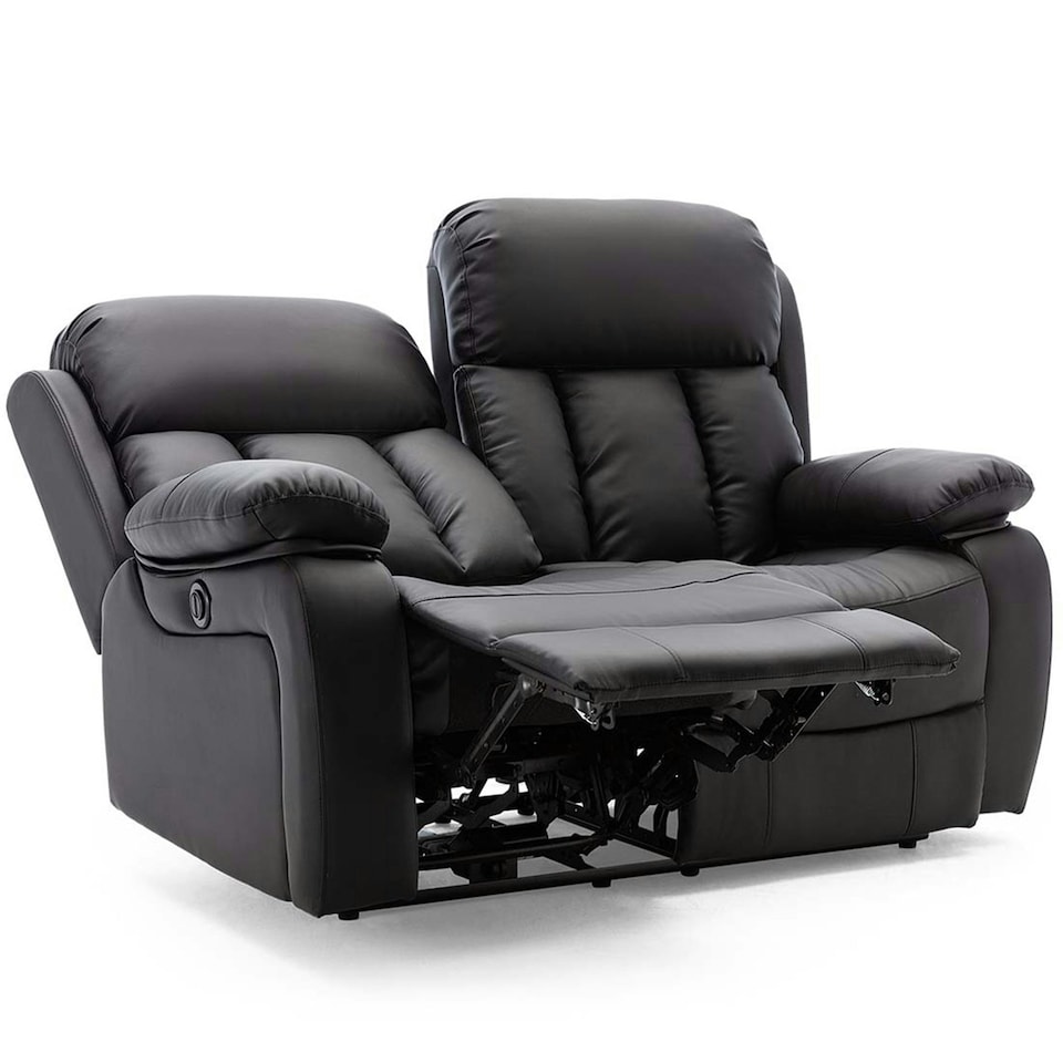 image 1 of Chester 2 Seater Electric High Back Bonded Leather Recliner Sofa (Black)
