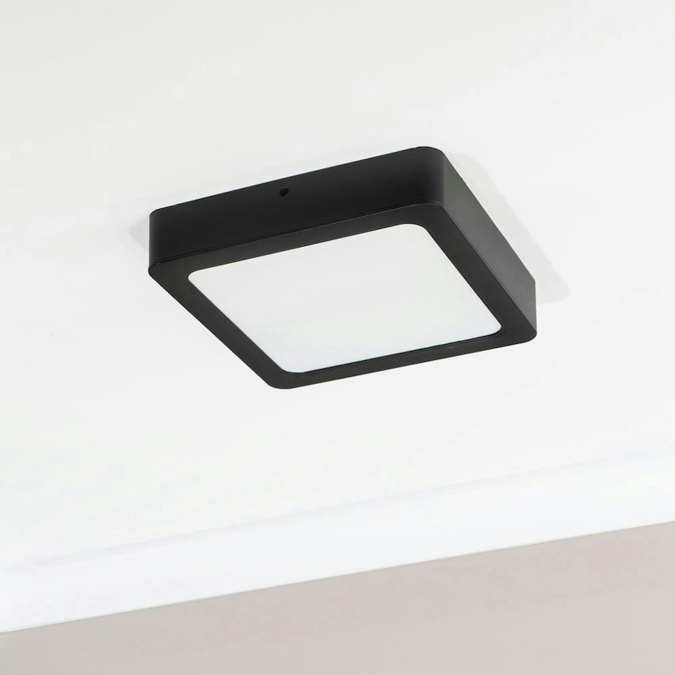 image 1 of ValueLights Lacey Black Square IP44 Bathroom Flush or Recessed Integrated LED Ceiling Light