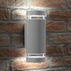image 3 of Auraglow Outdoor Double Up & Down Wall Light - ELTON | Silver | Silver/Warm White