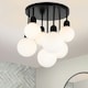 image 7 of COSYLYTE Broome Bathroom 7 Light Modern Opal Glass Ceiling Light - Matt Black Black