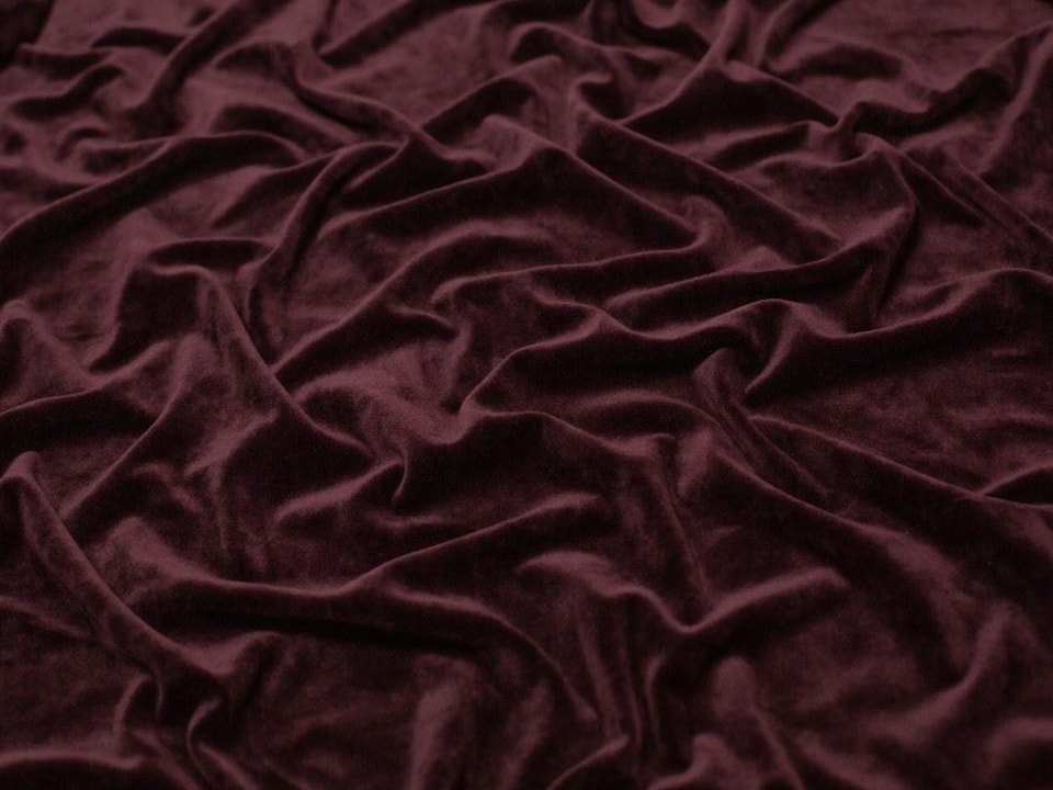 Minerva Core Range Wine Polyester Velour Stretch Knit Fabric for Dressmaking, 150cm / 59" Wide - per metre