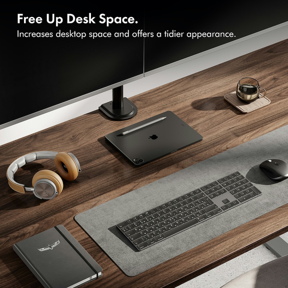 image 1 of VonHaus Adjustable Dual Monitor Stand for 13-32" Screens