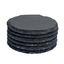 Argon Tableware Round Slate Coasters - 10cm - Pack of 6