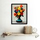 image 2 of Mid Century Style Bright Floral Bouquet Flowers Orange Framed Wall Art Print