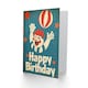 image 2 of Clown Balloon Stars Vintage Advert Man Him Birthday Card