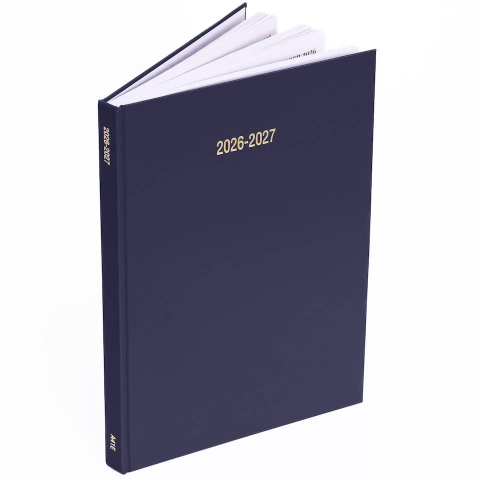 image 1 of 2026 2027 Academic Diary A4 Page a Day - Mid Year Hardback Planner From August 2026 to July 2027 - Student Teacher School Organiser with Ribbon Bookmark (A4, Navy)